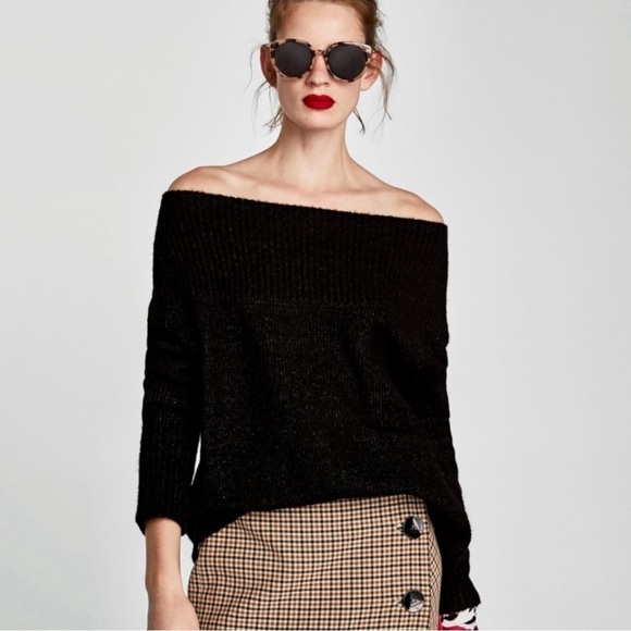 Zara Sweaters - Zara Knit Wool Mohair Blend Multi Purpose Off Shoulder Fold Over Slouchy Sweater